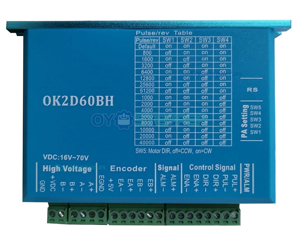 Controlador paso a paso de circuito cerrado 0~5,6A 16~70VCC para motor paso a paso Nema 23, Nema 24